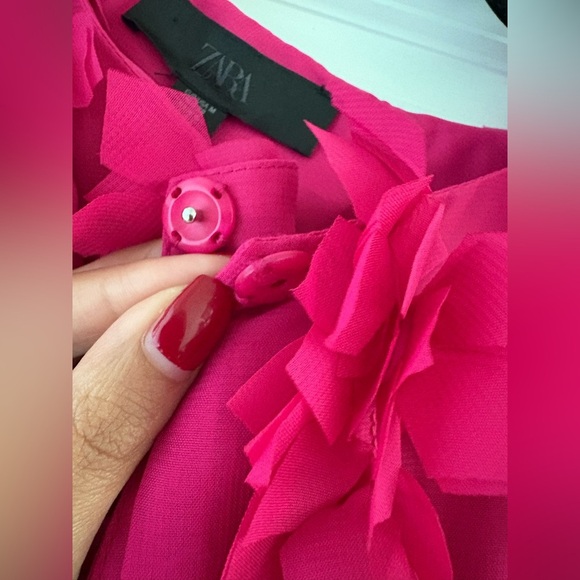 Zara fushia Petal Textured Fitted Statement Jacket – Size Medium - Picture 6 of 13
